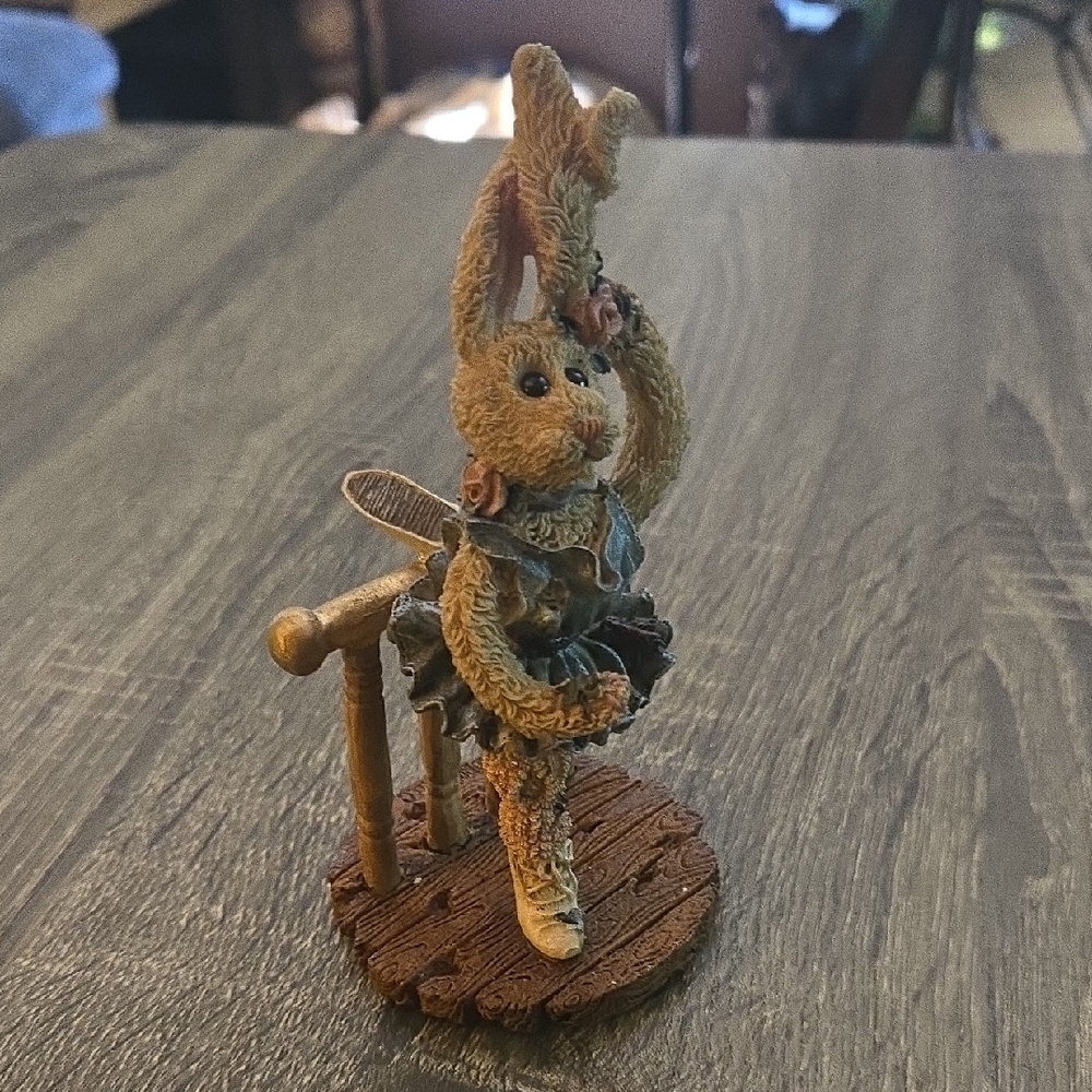Boyds Bears Brown Bunny with Blue Dress Figurine